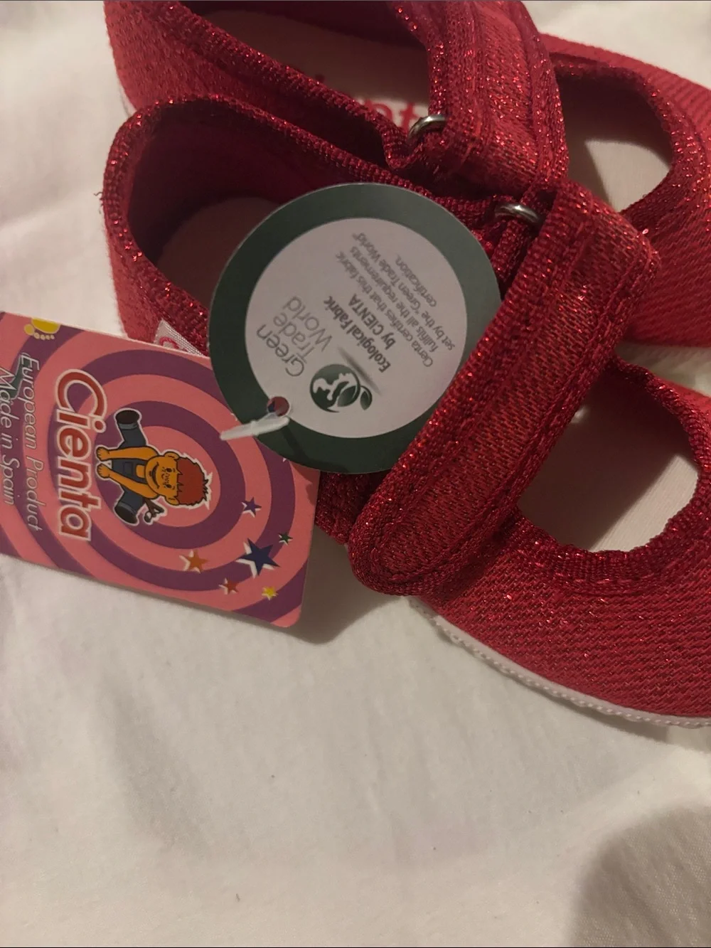 NWT Cienta Shimmery Red Mary Jane Baby Shoes